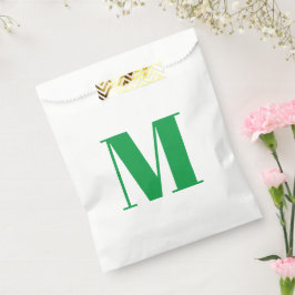 Bolsa De Papel Personalizar monograma blanco verde inicial