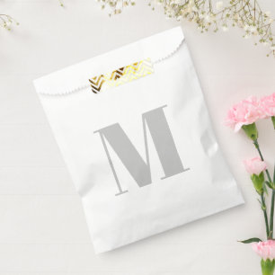 Bolsa De Papel Personalizar monograma gris claro inicial