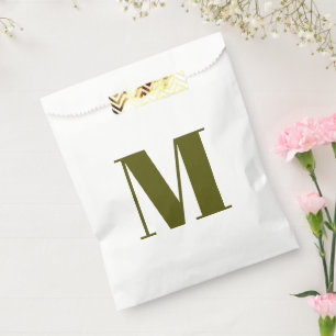 Bolsa De Papel Personalizar monograma regalo inicial de musgo de 