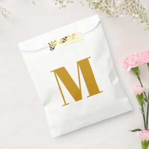 Bolsa De Papel Personalizar monograma regalo inicial mostaza blan
