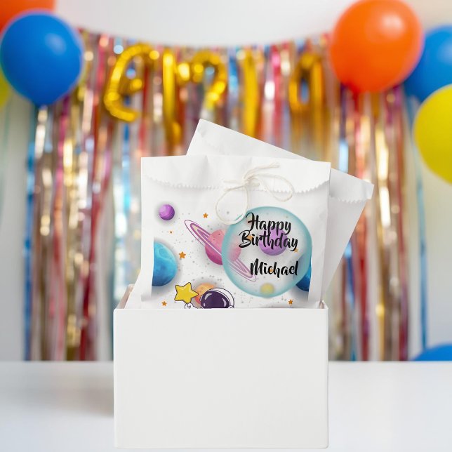 Bolsa De Papel Personalized Astronaut & Planets Favor Bags (Subido por el creador)