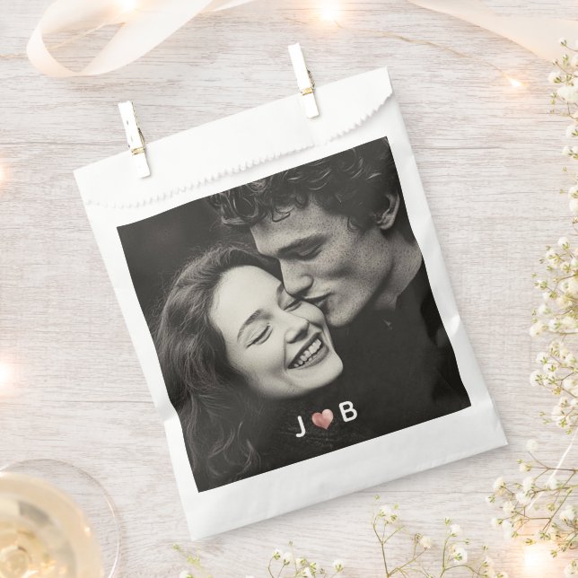 Bolsa De Papel Personalized Photo Wedding Custom Initials Treat (Cortado)