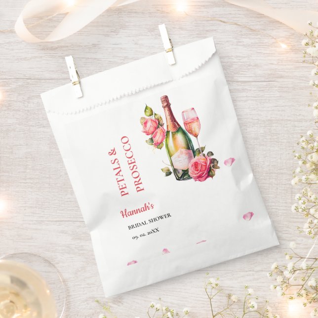 Bolsa De Papel Petales Y Fiesta De Ducha Bridal Prosecco (Cortado)