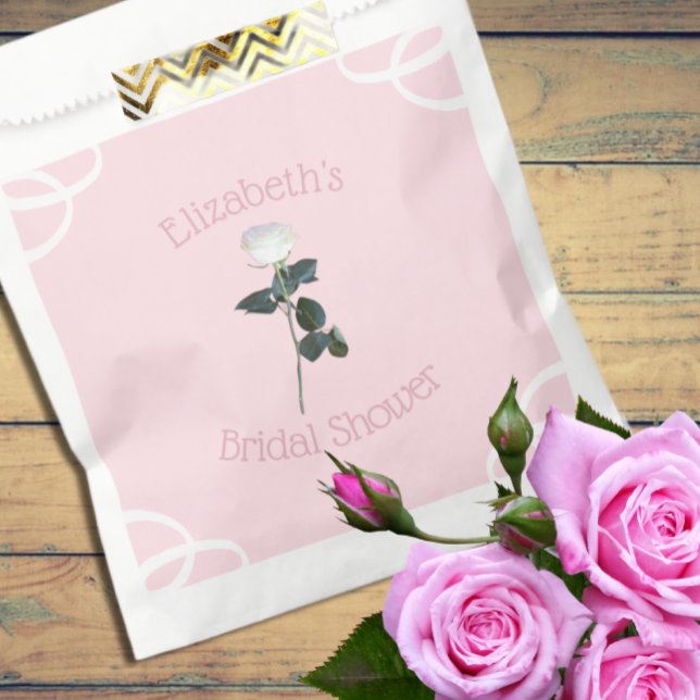 Bolsa De Papel Petalos de rosa blanca, baby shower rosa (Subido por el creador)