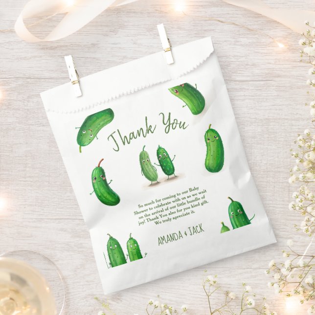 Bolsa De Papel Pickles Cucumber Green Whimsical Baby Shower (Cortado)