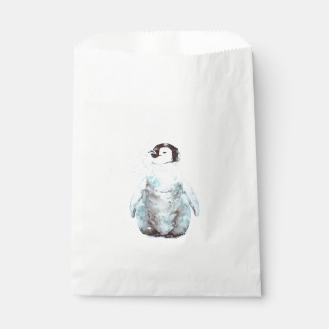Bolsa De Papel Pingüino Emperador Pequeño Acuarela (Anverso)