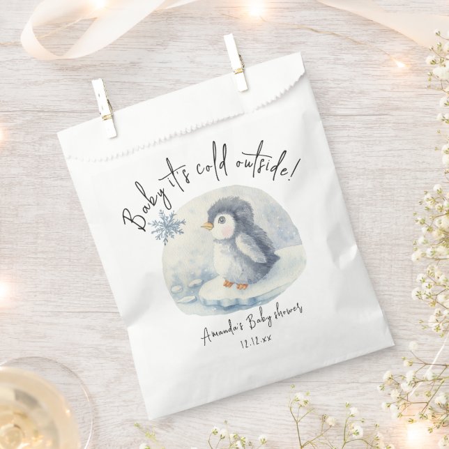 Bolsa De Papel Pingüino lindo ártico - bebe hace frío afuera (Cortado)