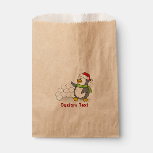 Bolsa De Papel Pingüino navidad con bolas de nieve ondeando
