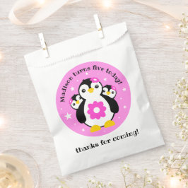 Bolsa De Papel Pingüinos Chicas de cumpleaños felices
