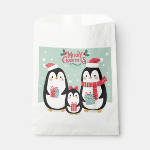 Bolsa De Papel Pingüinos nevados de Feliz Navidad