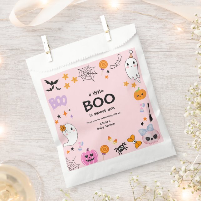 Bolsa De Papel Pink A Little Boo Cuo Fantasma Baby Shower (Cortado)
