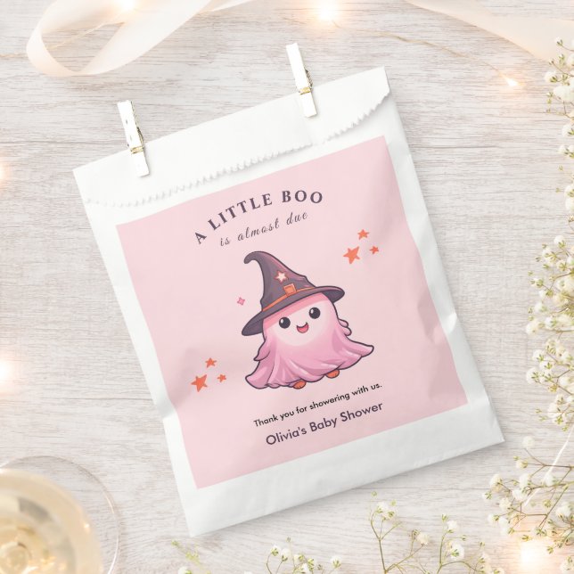 Bolsa De Papel Pink A Little Boo Halloween Baby Shower  (Cortado)