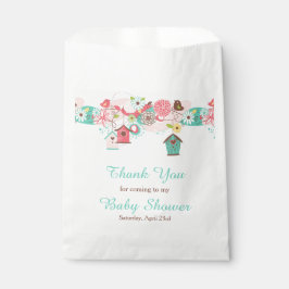 Bolsa De Papel Pink and Green Floral Bird Cages Baby Shower