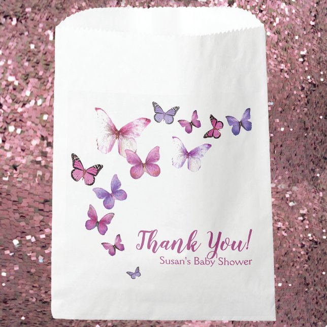 Bolsa De Papel Pink and Purple A Little Butfly Baby Shower (Subido por el creador)