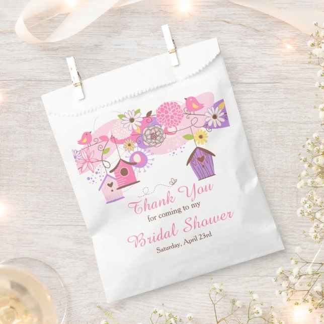 Bolsa De Papel Pink and Purple Floral Bird Cages Bridal Shower (Cortado)