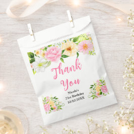 Bolsa De Papel Pink and Yellow Flowers Birthday Thank You