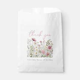 Bolsa De Papel Pink Baby In Bloom Floral Wildflower Baby Shower