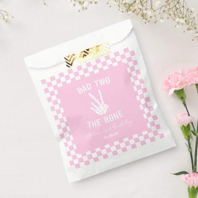 Bolsa De Papel Pink Bad Two The Bone Skeleton Segundo Fiesta de C (Sellado)
