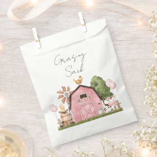 Bolsa De Papel Pink Barn Animal Party Grazing Sack Favor Bags