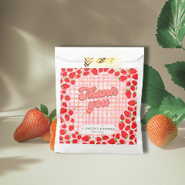 Bolsa De Papel PInk Blanco Agradecimiento Rojo Fresa Floral Party