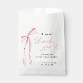 Bolsa De Papel Pink Bow Bridal Shower Gracias Por Favor