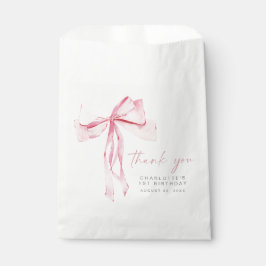 Bolsa De Papel Pink Bow First Birday Favor Bags Coquette Chica