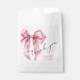 Bolsa De Papel Pink Bow girly Birthday Gracias