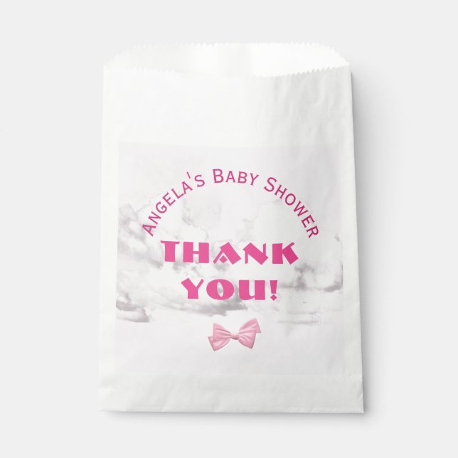 Bolsa De Papel Pink Bows Baby Shower Personalized  (Anverso)