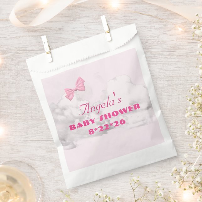 Bolsa De Papel Pink Bows Baby Shower Personalized  (Cortado)