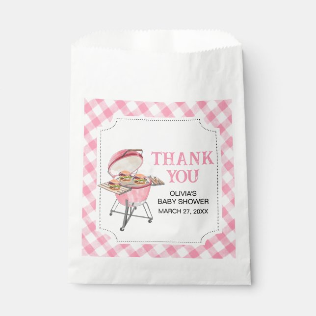 Bolsa De Papel Pink Burger BBQ Baby Shower (Anverso)