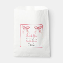 Bolsa De Papel Pink Coquette Bow Bridal Shower