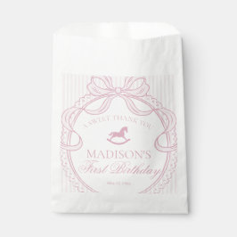 Bolsa De Papel Pink Coquette Bow Rocking Horse Birthday Dessert