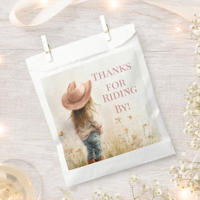 Bolsa De Papel Pink Cowgirl Birthday | Farm Theme 1st  (Cortado)