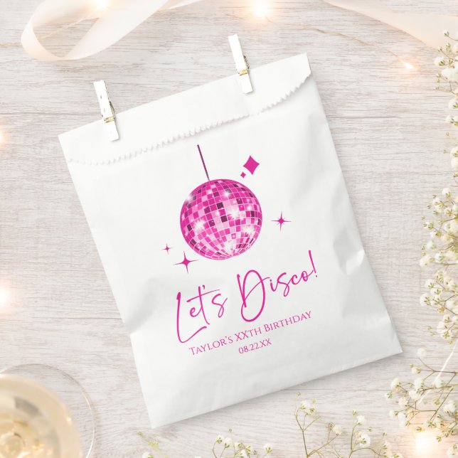 Bolsa De Papel Pink Disco Ball Let's Disco Birthday Party (Cortado)