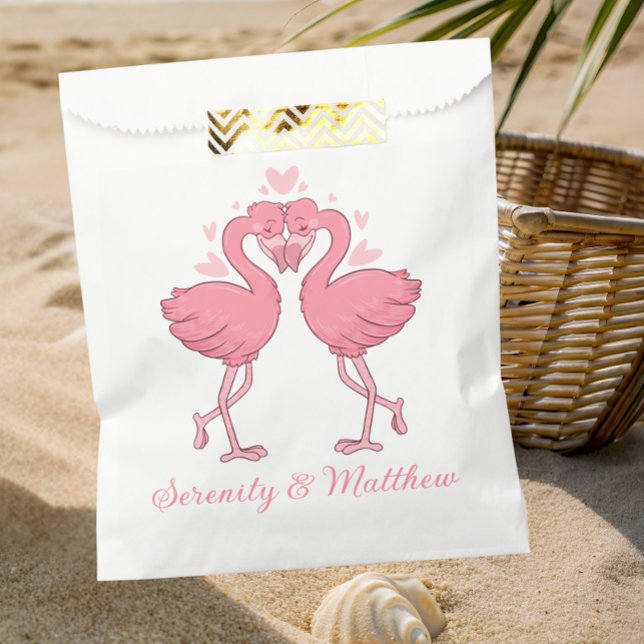 Bolsa De Papel Pink Flamingo Wedding Tropical Hawaiian Luau Beach (Subido por el creador)