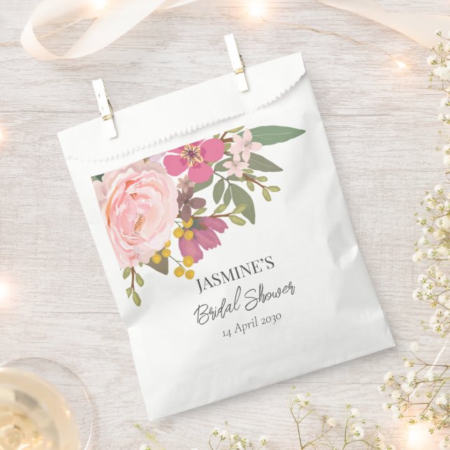 Bolsa De Papel Pink Floral Garden Spring Bridal (Cortado)