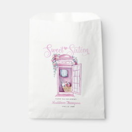 Bolsa De Papel Pink Floral Phone Booth | Dulce 16