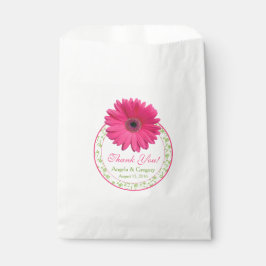 Bolsa De Papel Pink Gerber Daisy Green Candy Buffet Wedding Favor