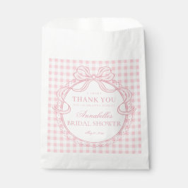 Bolsa De Papel Pink Gingham Coquette Bow Bridal Shower Dessert