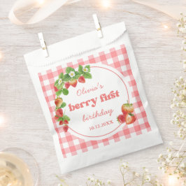 Bolsa De Papel Pink Gingham Strawberry Birthday