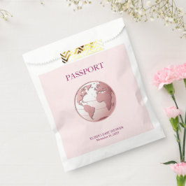 Bolsa De Papel Pink Globe Passport Travel Baby Shower