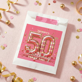 Bolsa De Papel Pink Gold Glitter Confetti 50th Birthday Party