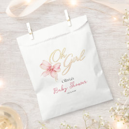 Bolsa De Papel Pink & Gold “Oh Girl” Gold Typography Baby Shower