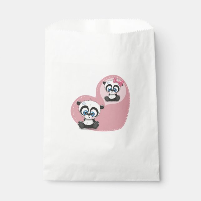 Bolsa De Papel Pink Gracias Panda Teddy Bear Wedding Party (Anverso)