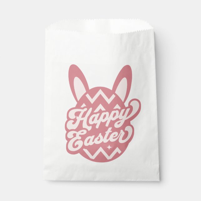 Bolsa De Papel Pink Happy Easter Bunny (Anverso)