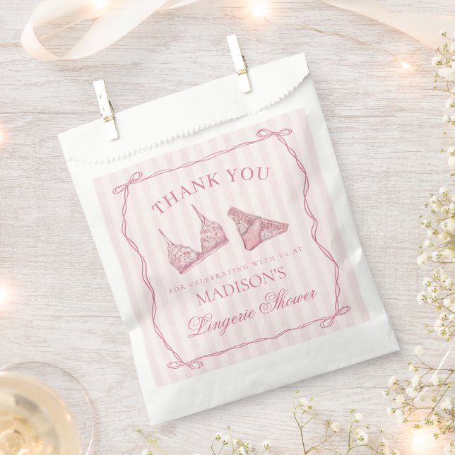 Bolsa De Papel Pink Lingerie Shower Bachelorette Party Dessert (Cortado)