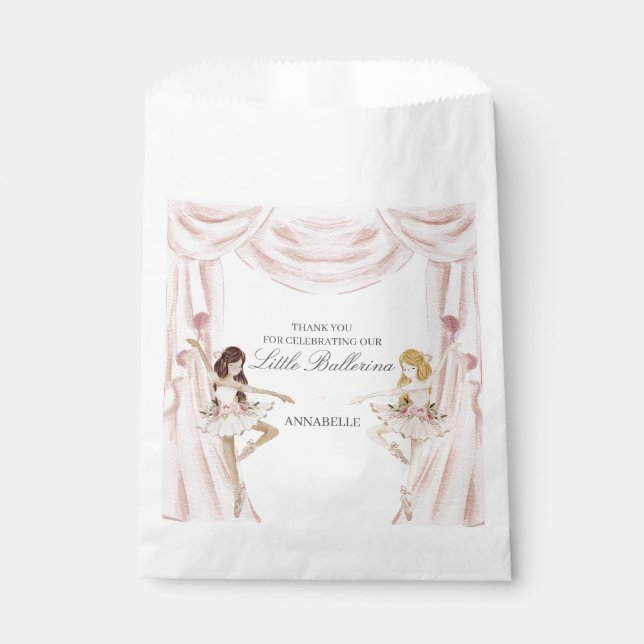 Bolsa De Papel Pink Little Ballerina Baby Shower o Cumpleaños (Anverso)