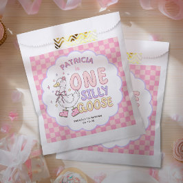 Bolsa De Papel Pink One Silly Goose-Girl First Birthday