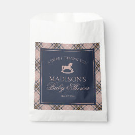 Bolsa De Papel Pink Plaid Classic Rocking Horse Baby Shower