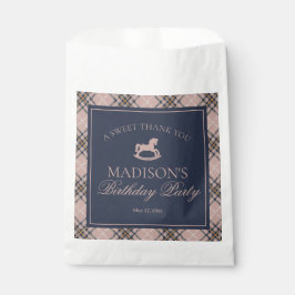 Bolsa De Papel Pink Plaid Classic Rocking Horse Birthday Dessert